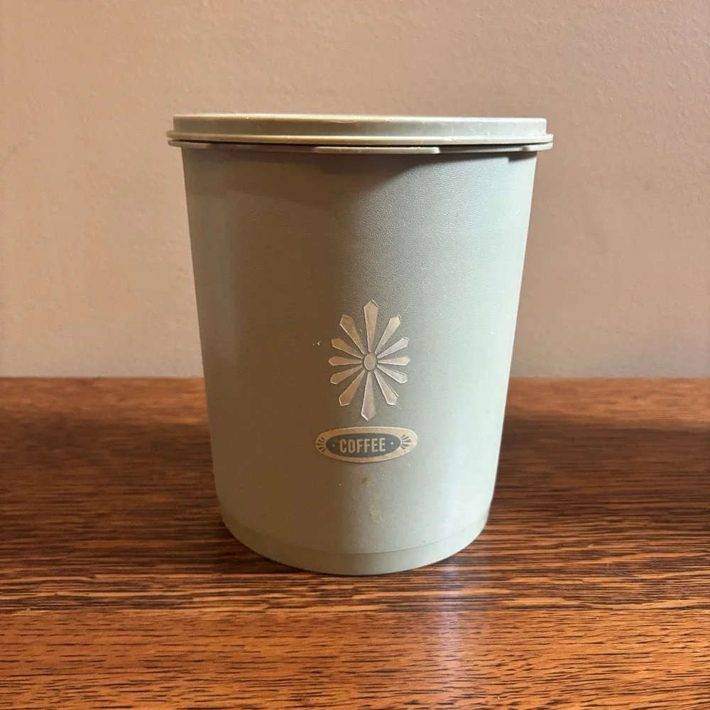 Vintage Tupperware Green Canister Set 4 Sugar Coffee Rice Flour Wheat Sunburst